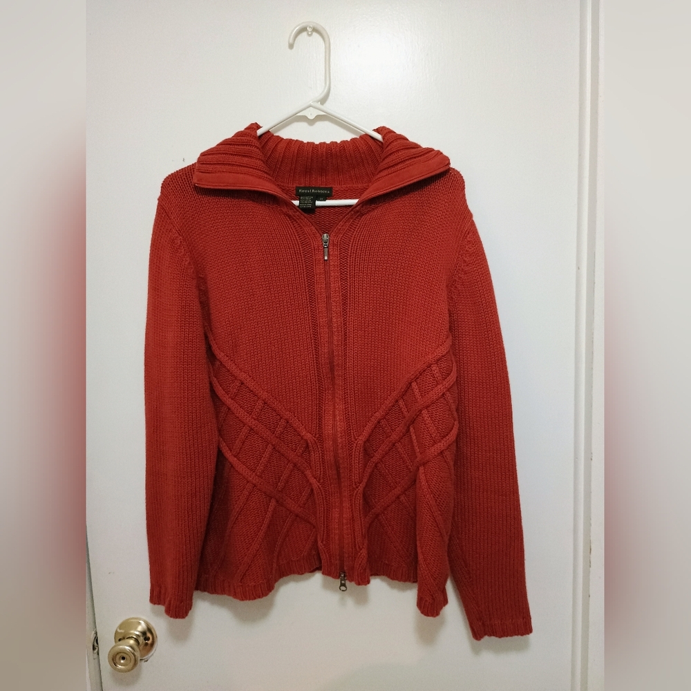 Royal Robins Xl Burnt Orange Zipper Sweater/Cardigan